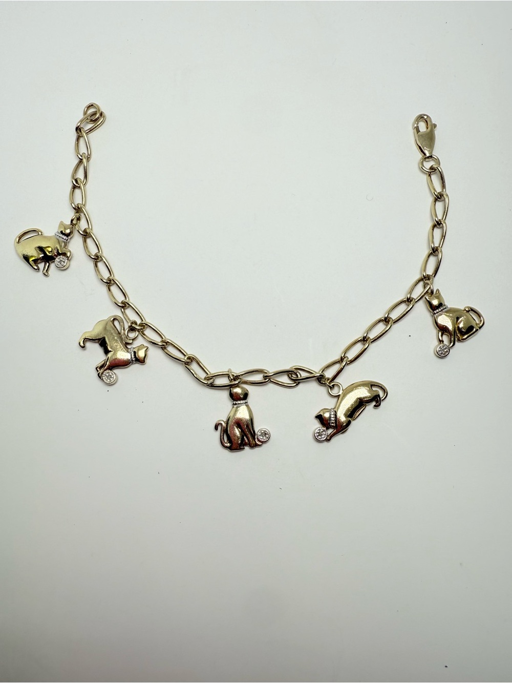 🐱 Vintage-Style Silver Tone Cat Charm Bracelet 🐱